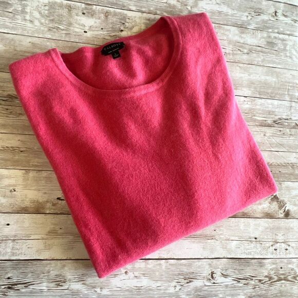 TALBOTS 100% Cashmere Sweater Large Pink Jumper Soft Lightweight Quiet Luxury - Picture 10 of 10
